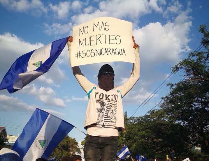 Nicaragüenses protestan contra el régimen de Daniel Ortega. Foto: M. Guevara