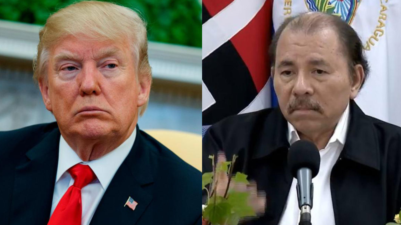 Donal Trump, presidente de los Estados Unidos, y Daniel Ortega, presidente de Nicaragua. Imagen: tomada de AbriedoBrechaTV
