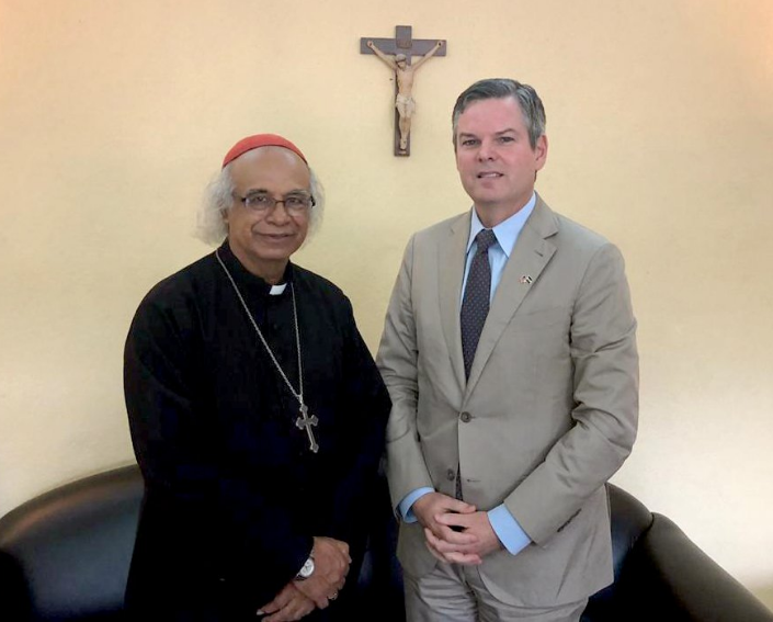 Nuevo embajador de Estados Unidos se reúne con el arzobispo Leopoldo Brenes. Foto: Cortesía