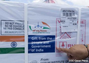 Nicaragua recibe donación de la India de 200 mil dosis de vacunas contra el COVID-19. Foto: CCC