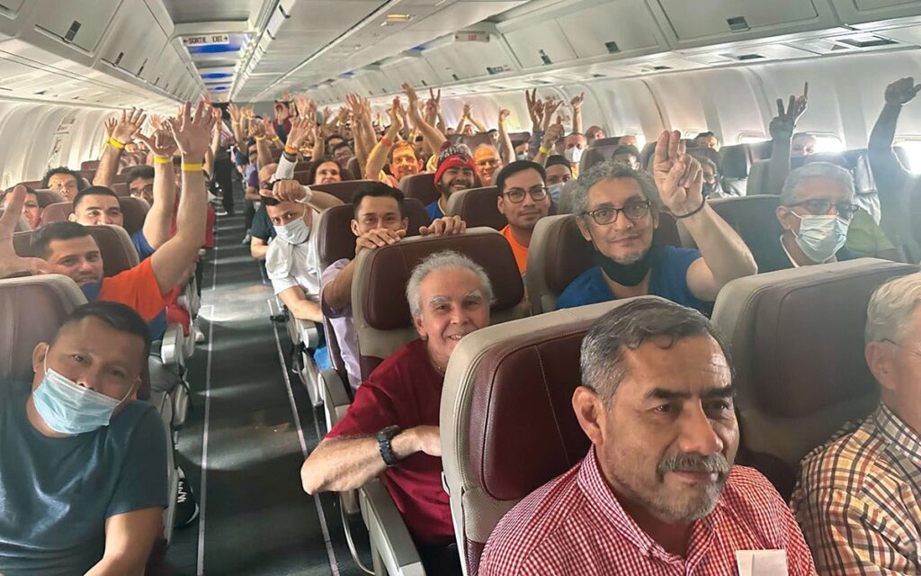 Political prisoners released aboard the “freedom plane”.