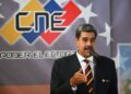 Nicolás Maduro durante una conferencia desde el CNE. Foto: AFP