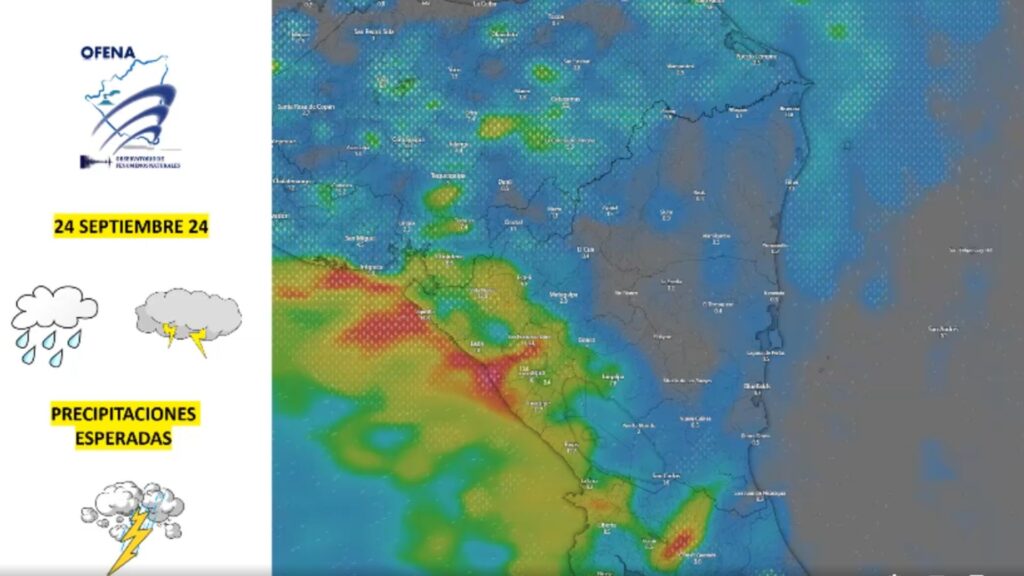 Rains will continue throughout the week in the Pacific of Nicaragua