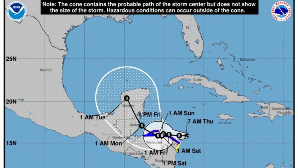 Hurricane warning for Nicaragua and Honduras